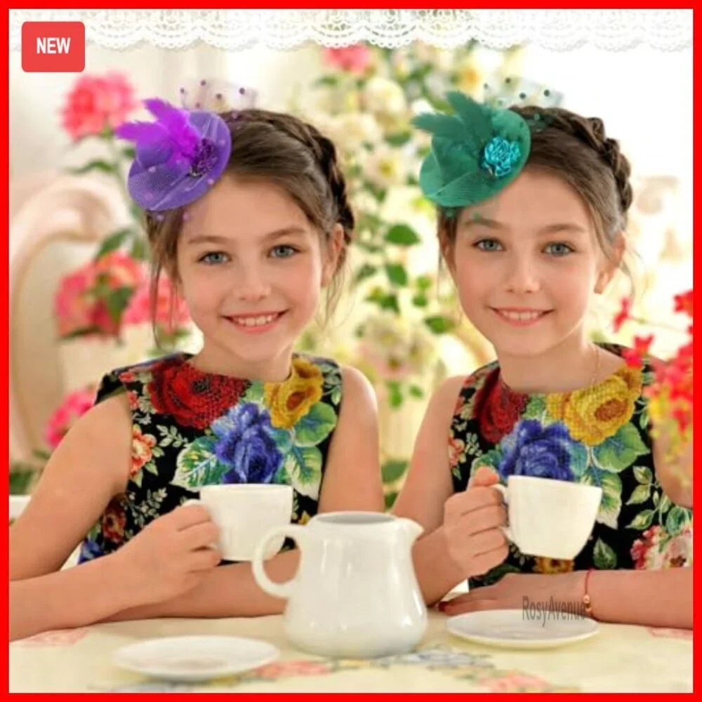 12-Piece Mini Fascinator Hat Set with Clip, Floral Feather Design